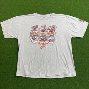 Vintage 2002 Stanley Cup Champions Detroit Red Wings NHL Hockey T-Shirt Sz 2X